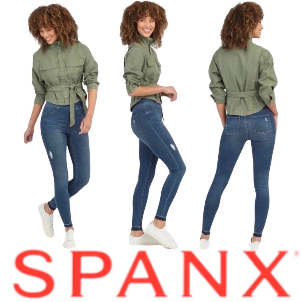 SPANX‎ Distressed Ankle Skinny Jean/Jegging Medium Wash Size Womens M Medium